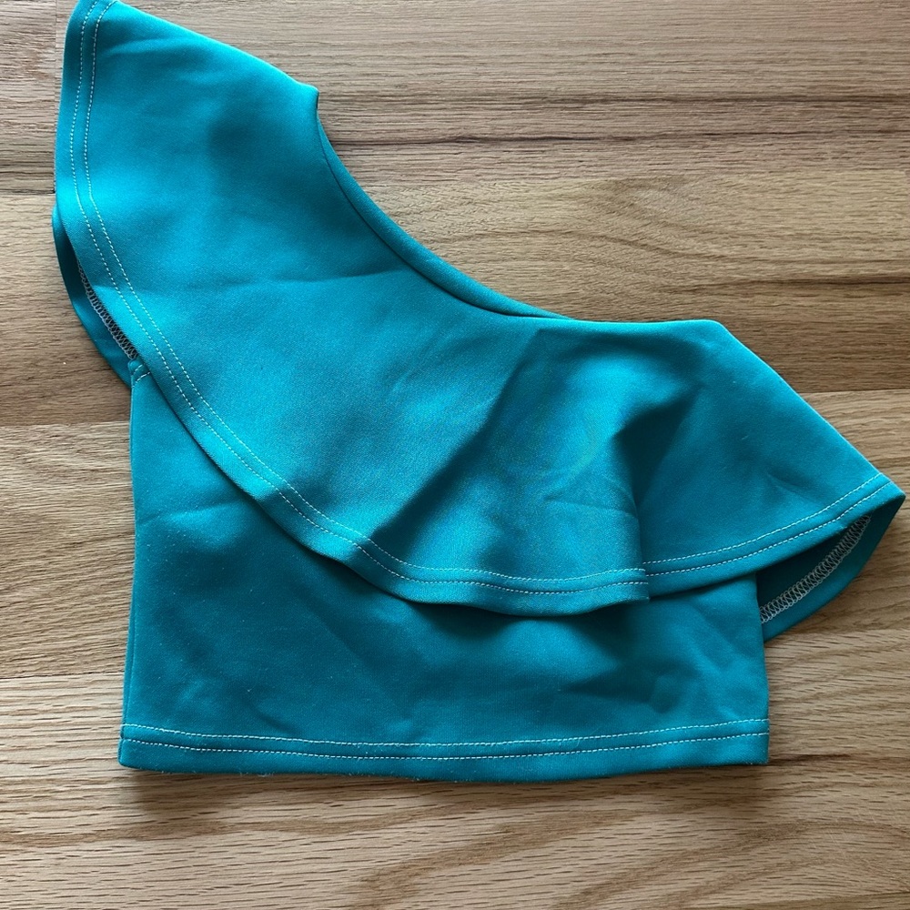 Handmade Toddler Teal One-Shoulder Crop Top
